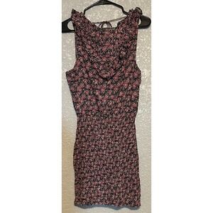 Free People Women S Purple Floral Smocked Mini Dress Ruffle Neck Cotton boho